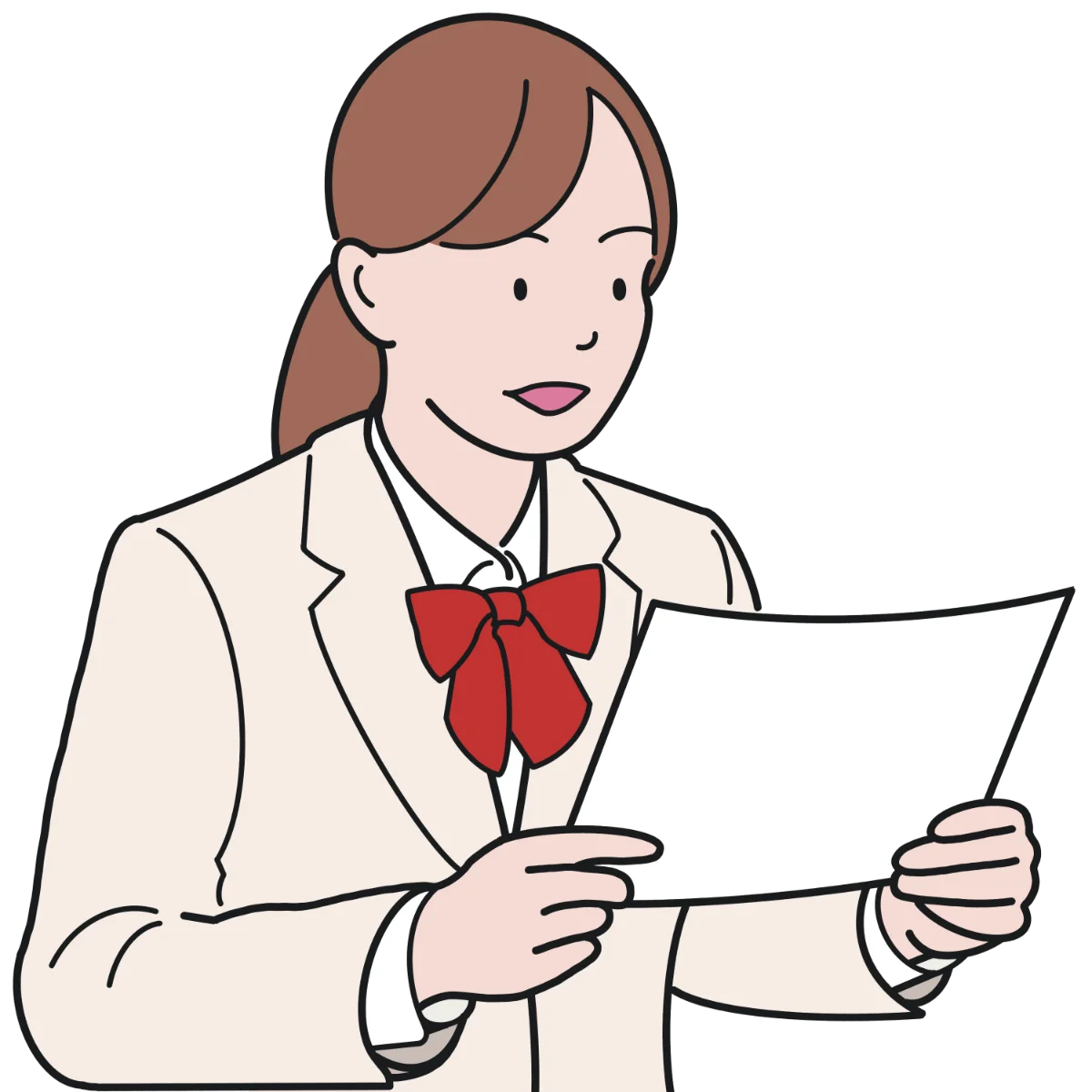 問題カードを音読する受験者のイラスト